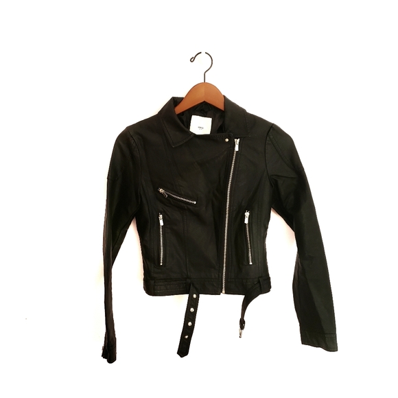 Mango MNG Faux Leather Black Jacket Size USA XXS - Picture 2 of 11